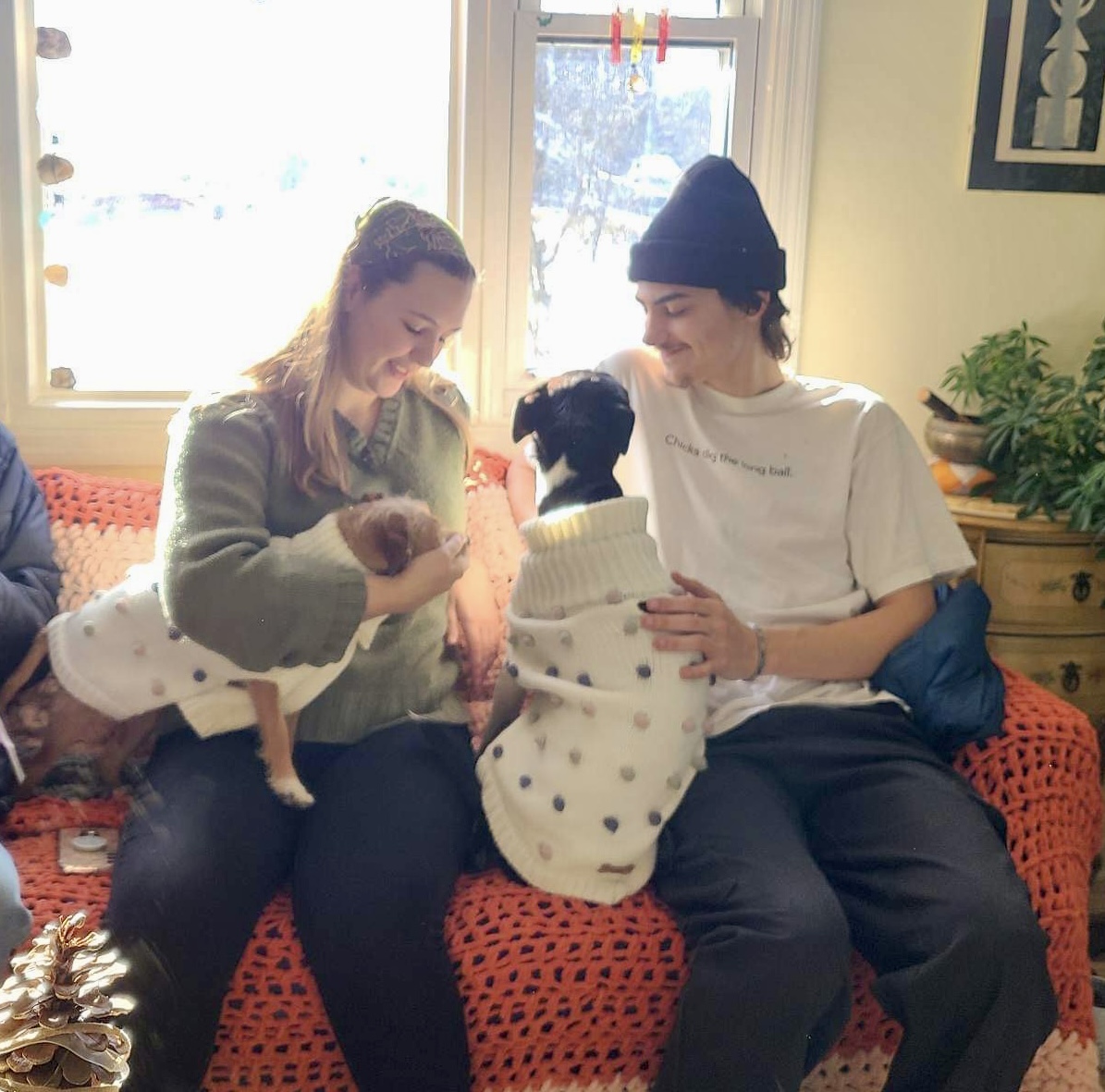 A newly adopted pet with their family