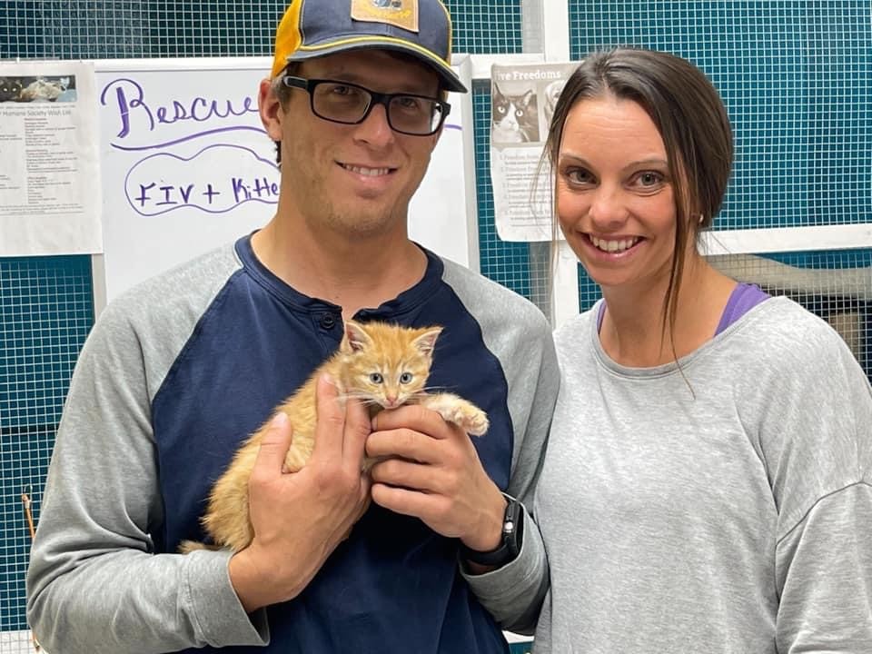 A newly adopted pet with their family