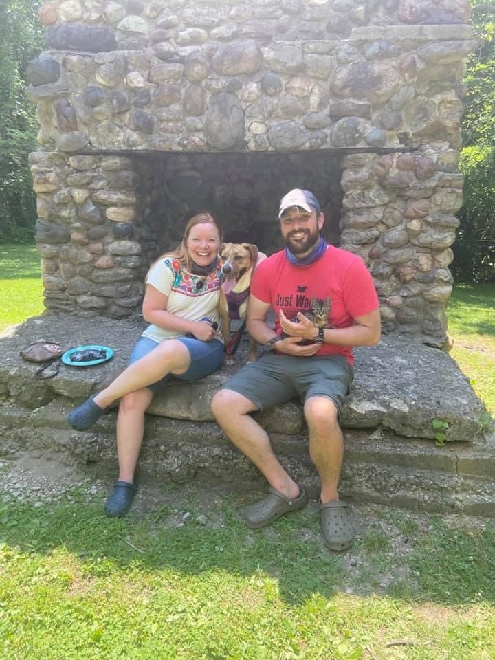 A newly adopted pet with their family
