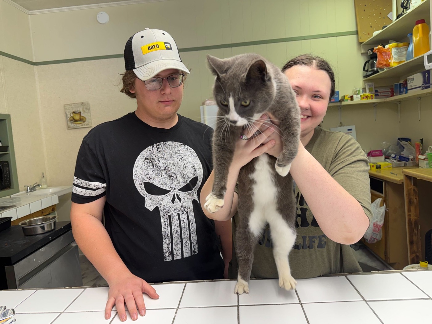 A newly adopted pet with their family