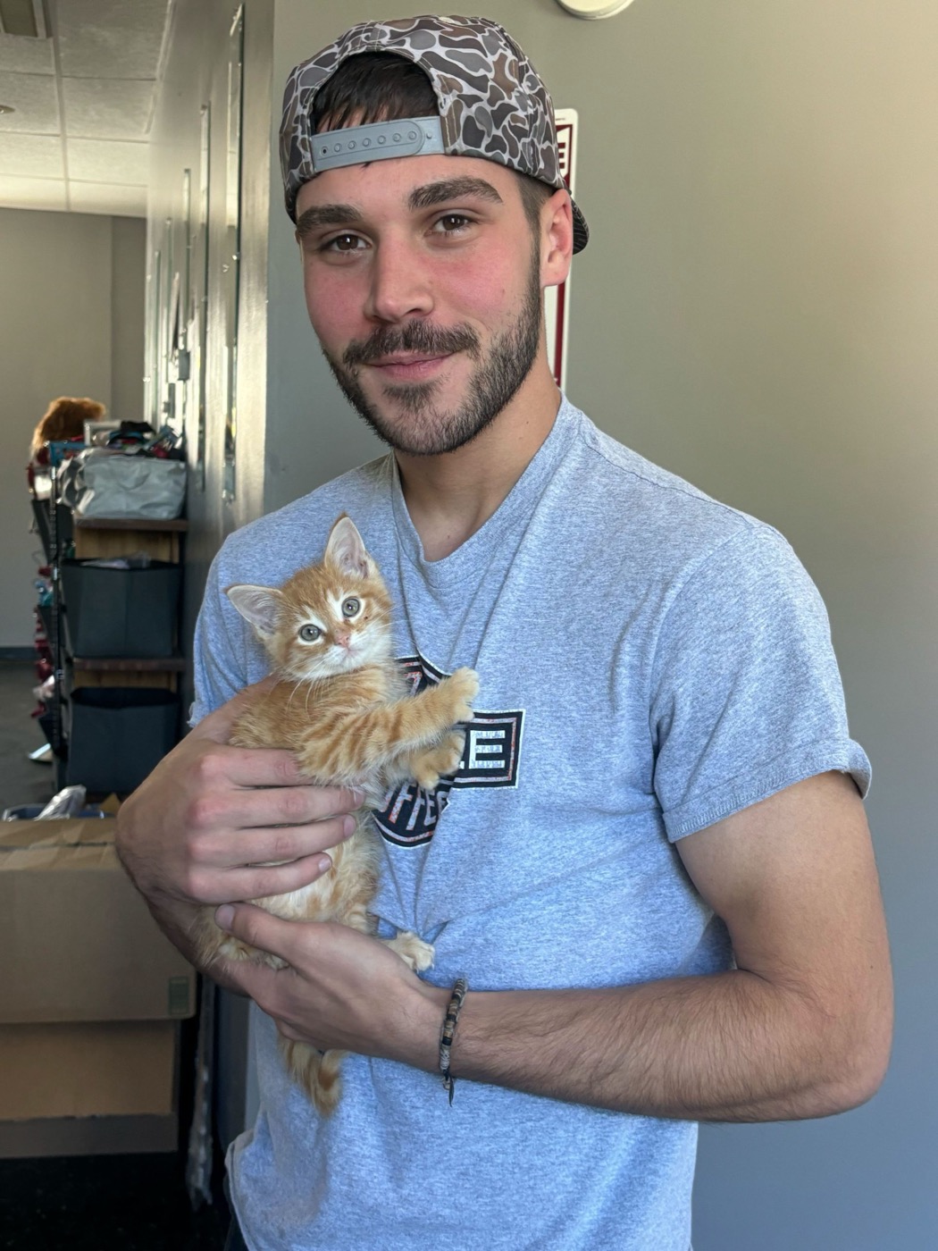 A newly adopted pet with their family